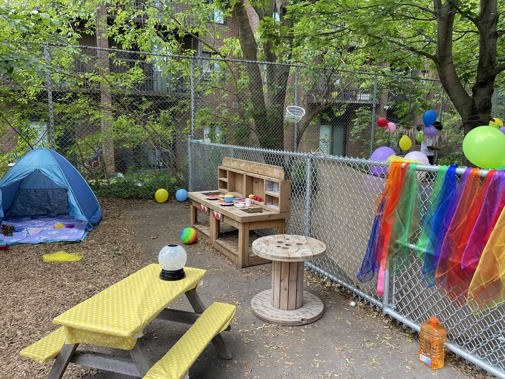 Colourful outdoor event setup
